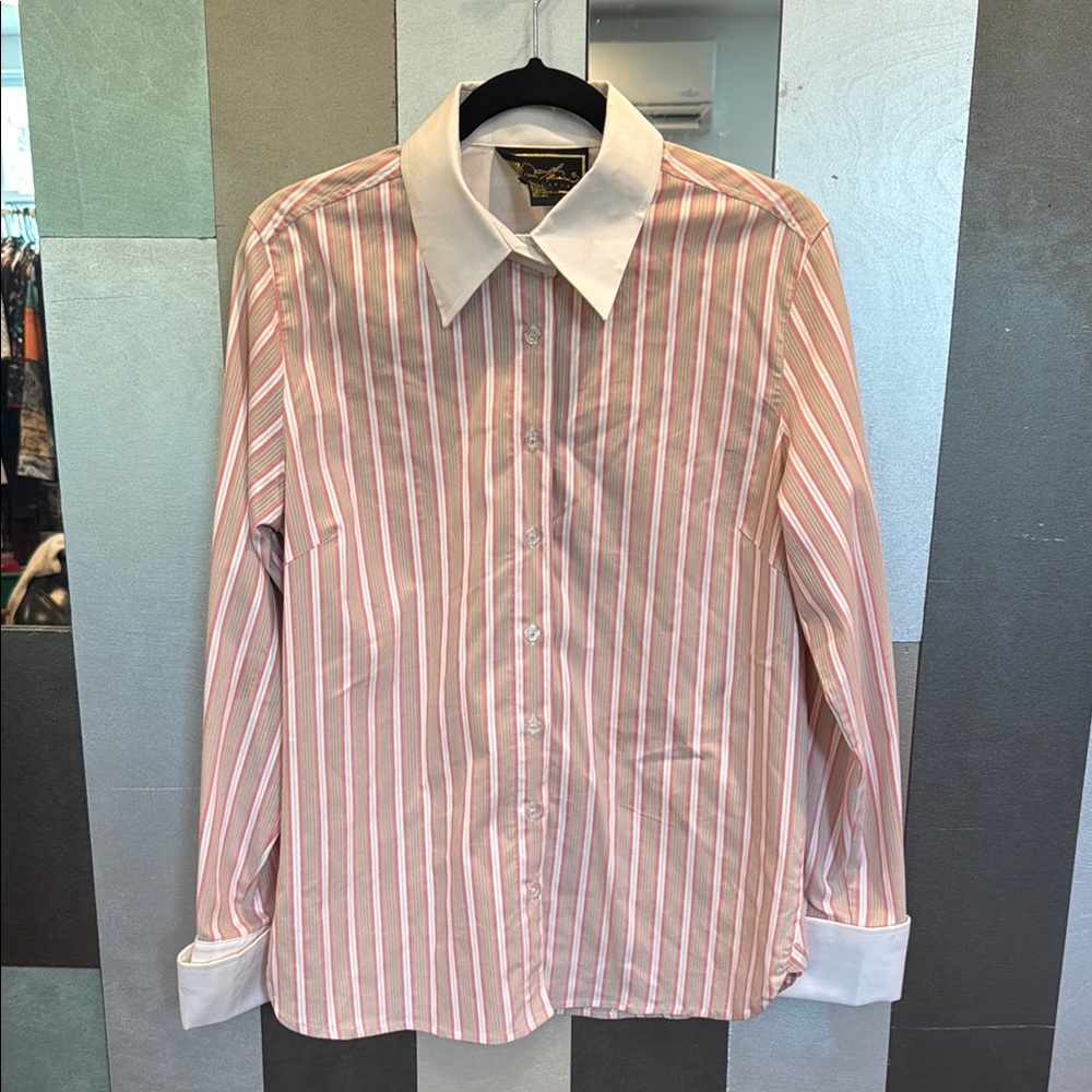 Womens Pink Pinstriped Dress Shirt by Diane Gilman